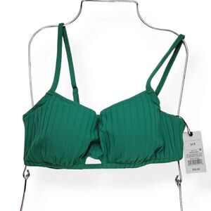 Shade & Shore Ribbed Green Underwired Bikini Top 34B